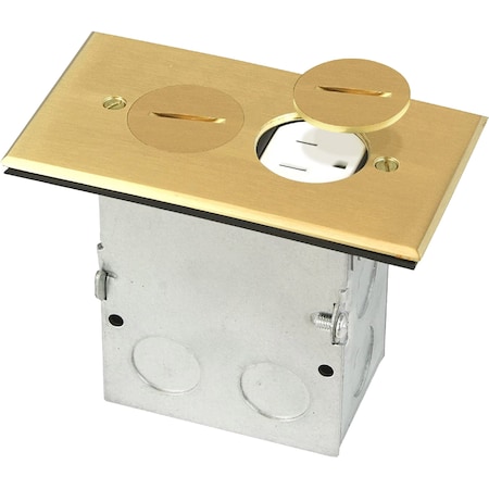 Newhouse Electric Electrical Box, 28 cu. in., Floor Box Type, 1, Brass, Rectangle Shape 9800BR